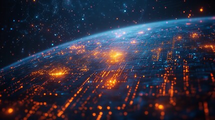 Obraz premium Global Digital Finance Network with Neon Lights