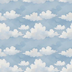 Serene cloud pattern with fluffy white clouds on a soft blue background