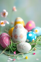 Fototapeta premium image de plusieurs œufs de pâques dans un nid