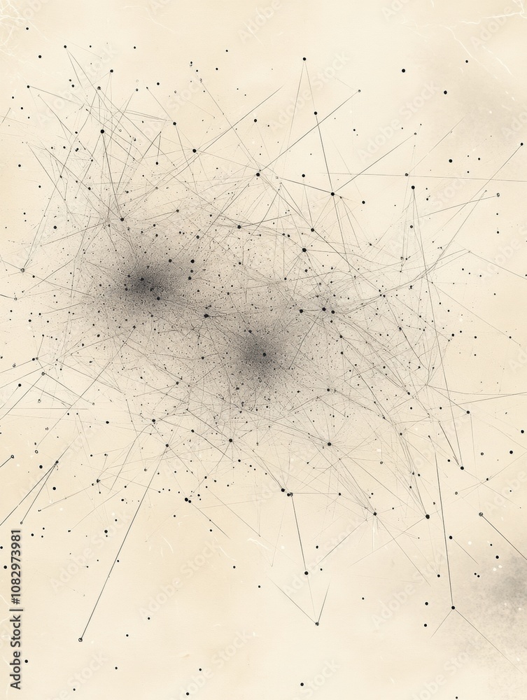 Leinwandbilder the design showcases a data cloud structure with thin lines radiating outward, illustrating complex 