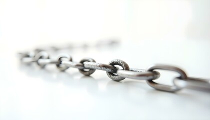 Fototapeta premium a metallic chain with intricate links, isolated on bright white background, showcasing reflections and shadows create with ai