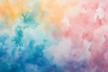 Obraz premium Abstract watercolor background with soft blue, green, yellow, pink and purple shades.