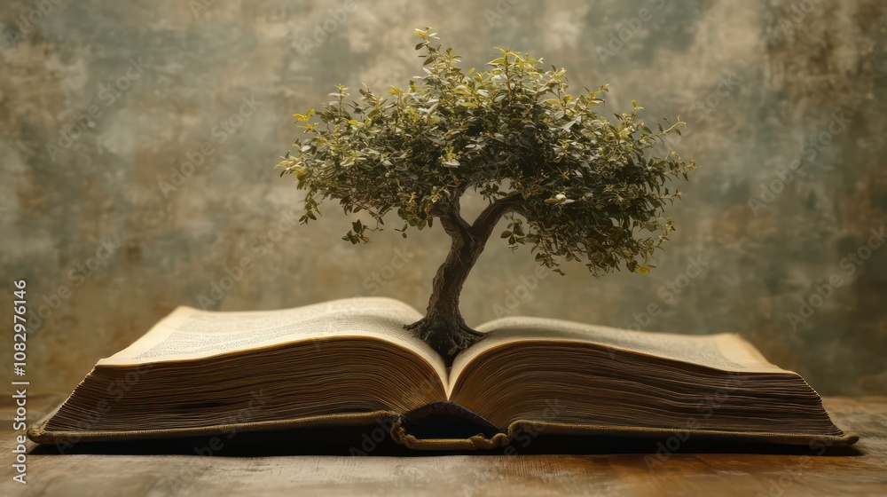 Poster A small tree grows from an open book, symbolizing the growth of knowledge and wisdom.