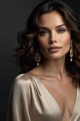 Naklejka premium Detailed Portrait of an Elegant Woman with Classic Jewelry