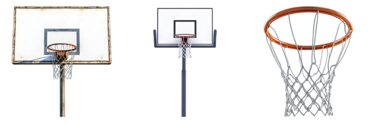 Basketball hoop isolated on transparent background, Set of