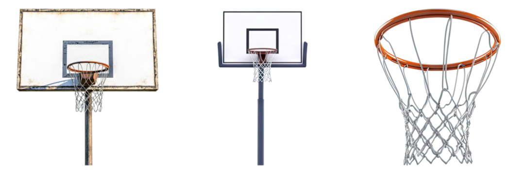 Basketball hoop isolated on transparent background, Set of