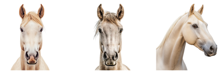Beige horse isolated on transparent background, Set of