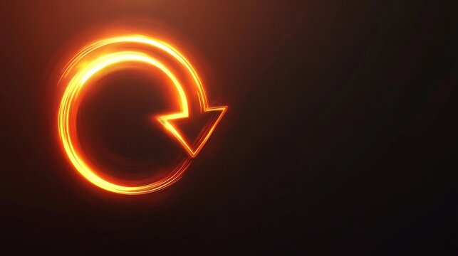 Glowing orange circular arrow representing refreshing or updating action - Powered by Adobe