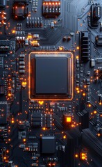 Fototapeta premium Close-up view of an illuminated computer circuit board