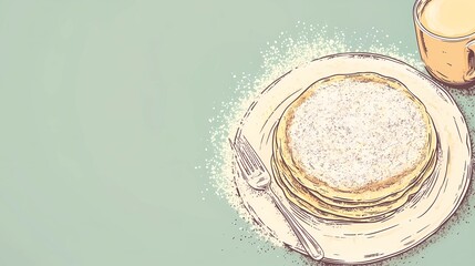Background showcasing a close-up of pancakes with syrup drizzles, evoking sweetness and comfort, perfect for food and beverage marketing content