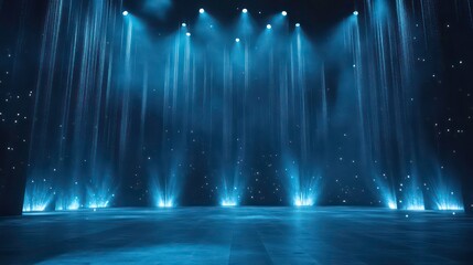 Stage lights backdrop with soft blue tones providing a calming and tranquil performance environment.