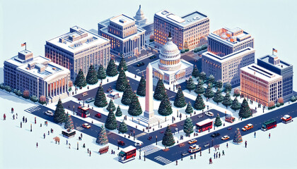 Illustration against light background with space for text, pixel art style 