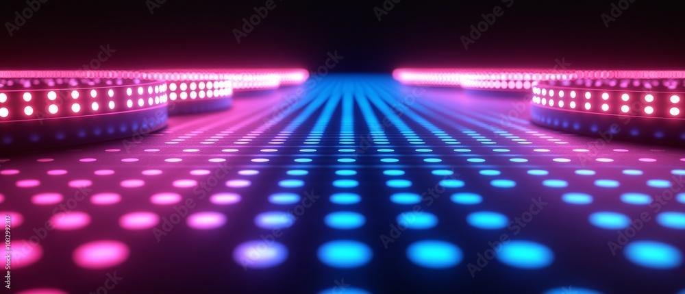 Wall mural series of lights are arranged in a row, with each light having a different color. the lights are arr