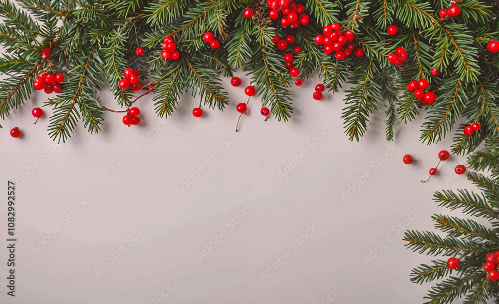 Poster white background with red berries on the left and right