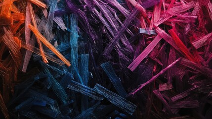 Vibrant Abstract Background of Colorful Strokes and Strands in Vivid Shades of Blue, Pink, Orange, and Purple for Artistic and Creative Projects