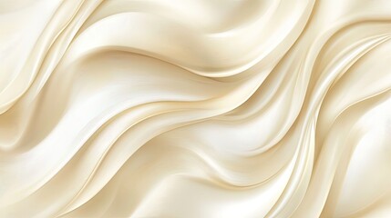 Obraz premium Elegant Cream Satin Fabric Texture with Soft Waves and Fluid Motion for Backgrounds, Textiles, and Creative Designs