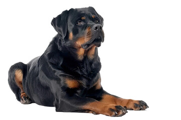 Obraz premium Strong Rottweiler Displayed on a Bright White Background for Clear Focus