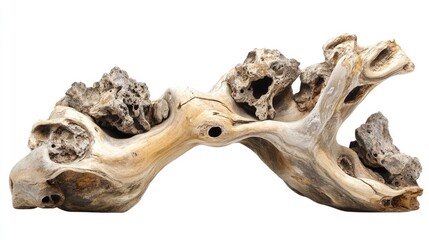 Fototapeta premium Unique and Intricate Driftwood Piece with Organic Shapes and Textures for Home Decor and Artistic Projects