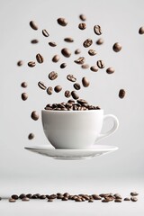 Obraz premium Coffee Beans Overflowing from Cup 