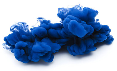 Obraz premium Deep Blue Ink Plume on White Background 