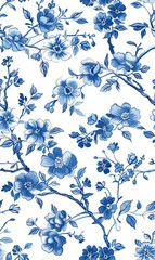 Blue Willow with Florals pattern
