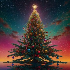 Abstract Christmas Tree with Sparkling Lights