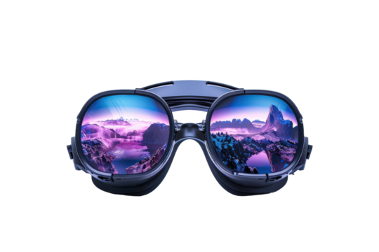 Virtual Reality Headset Projecting Immersive Digital Landscapes for Users