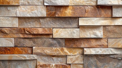 Textured Wall of Natural Stone with Earthy Tones Showcasing Brown, Beige, and Gray Stones, Ideal for Home and Interior Design Projects and Decoration Ideas