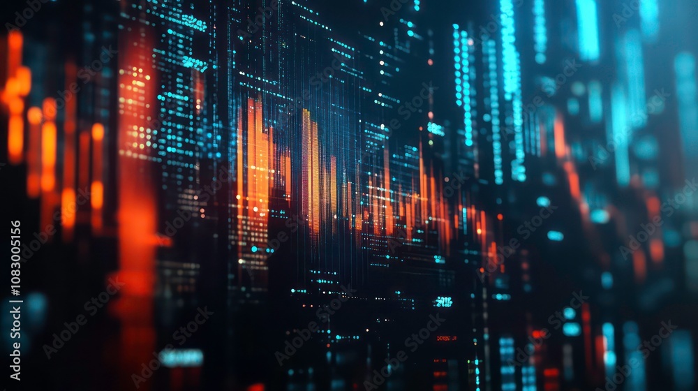 Poster raise arrow chart digital transformation abstract technology background. Big data and business growth currency stock and investment economy