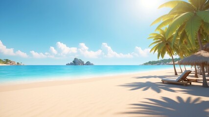 Obraz premium Cute sunny beach day scene concept for background