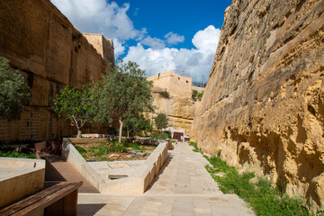 Valletta (il-Belt Valletta) massive fortification city wall Xlokk South Eastern Region of Malt