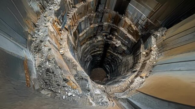 Layers of sediment and rock painstakingly excavated and removed by the tunnel boring machine.