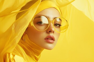 Fototapeta premium Vibrant Yellow Fashion Lookbook Cover