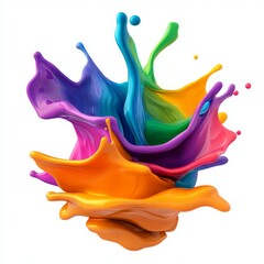 Fototapeta premium Colorful splash liquid colors on yellow background