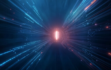 Obraz premium Future technology and artificial intelligence chip business background 