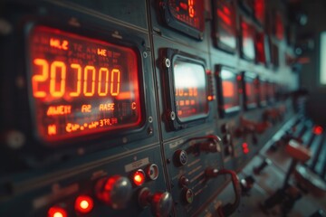 High-stakes Tension as a Nuclear Launch Countdown Timer Glows Ominously on a Missile Control Panel During a Global Crisis