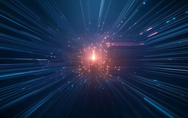 Obraz premium Future technology and artificial intelligence chip business background 