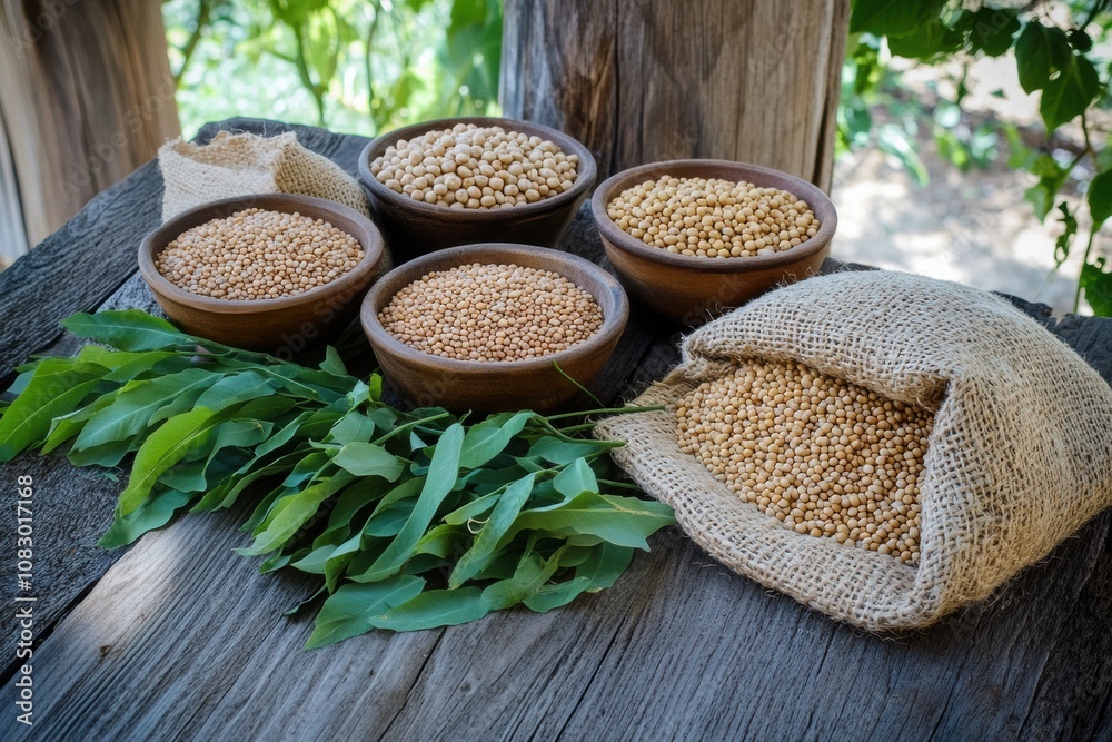 Aufkleber brightly colored bowls and bags filled with assorted lentils, beans, and chickpeas create a rustic c