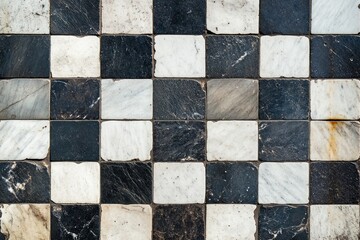 Fototapeta premium overhead view of black and white checkerboard pattern