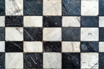 overhead view of black and white checkerboard pattern