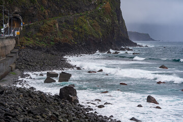 Porto Moniz Madeira Portugal with waves