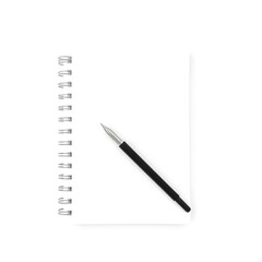 Fototapeta premium Modern Pen and Notebook on White Background