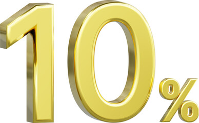 Gold Sale 10%, Golden Percent Off Discount Sign