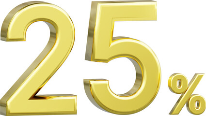 Gold Sale 25%, Golden Percent Off Discount Sign