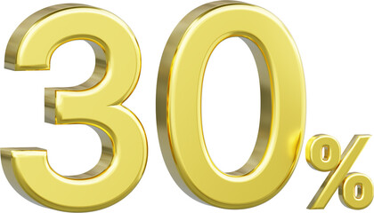 Gold Sale 30%, Golden Percent Off Discount Sign