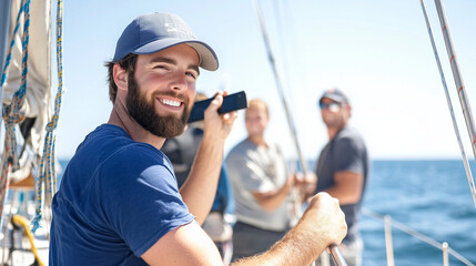 Group of Friends Preparing for a Sailing Adventure