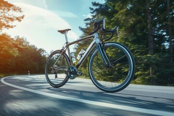 Racing Bike Zips Down Road