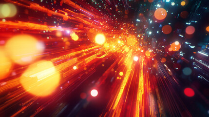 Obraz premium Abstract Burst of Light Red Orange and Gold Energy Streaks Background