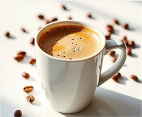 Fototapeta premium cup of hot coffee with foam,