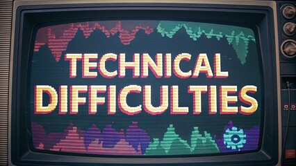 Technical Difficulties Screen, Glitch Screen, Signal Loss, Connection Error, Technical Problem